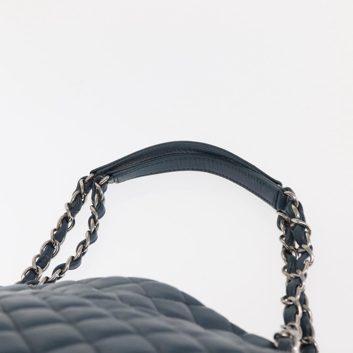 CHANEL Matelasse Chain Shoulder Bag Caviar Skin Blue CC Auth 145588