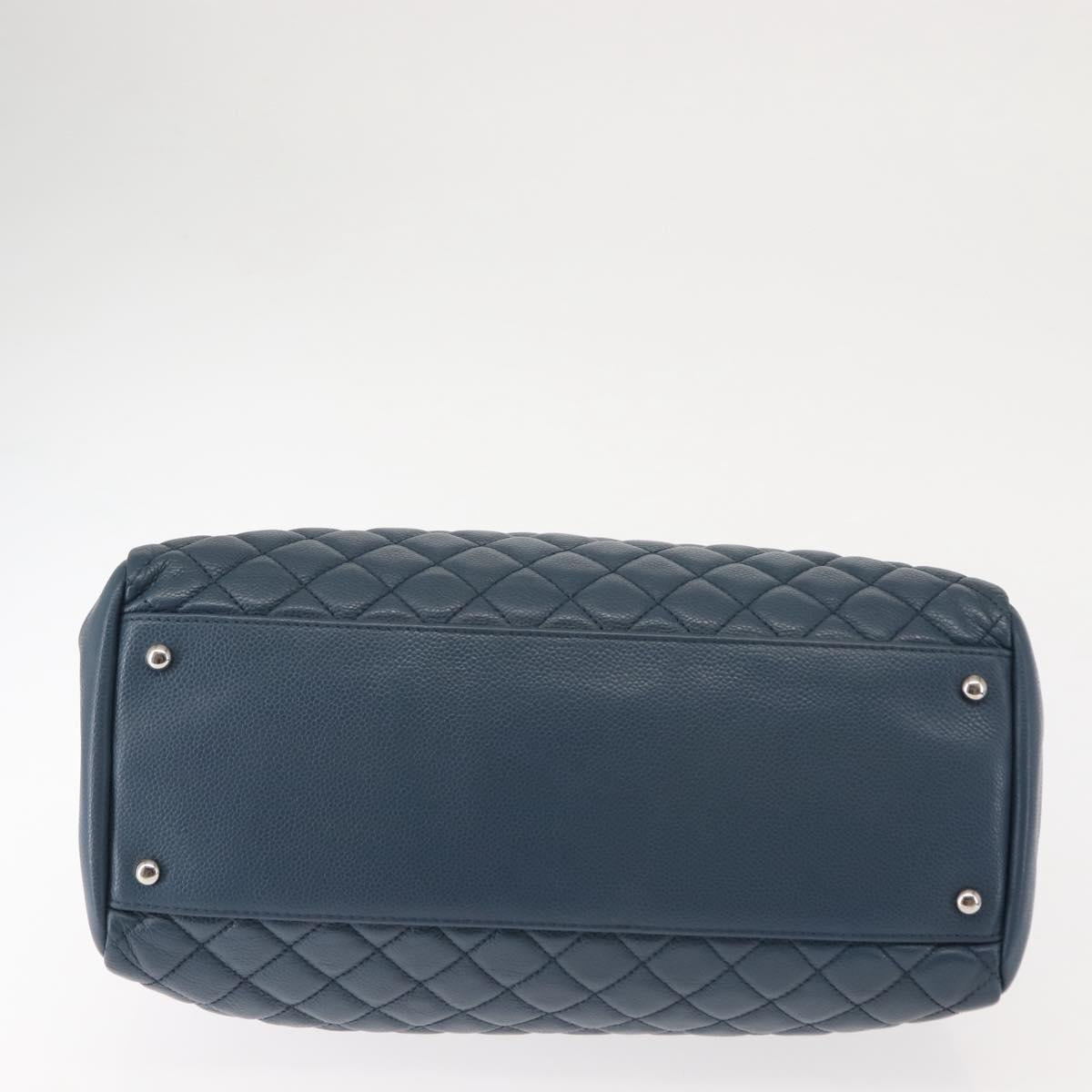 CHANEL Matelasse Chain Shoulder Bag Caviar Skin Blue CC Auth 145588