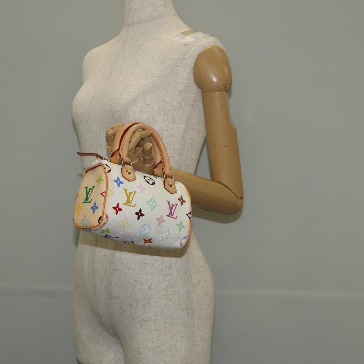 LOUIS VUITTON Monogram Multicolor Mini Speedy Hand Bag White M92645 Auth 145589V