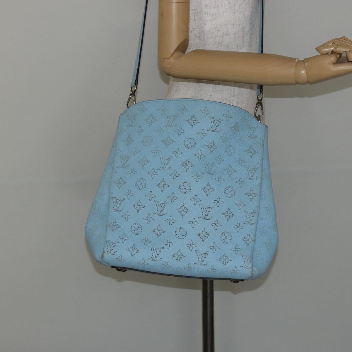 LOUIS VUITTON Monogram Mahina Babylone PM Hand Bag Ice blue M50907 Auth 145591
