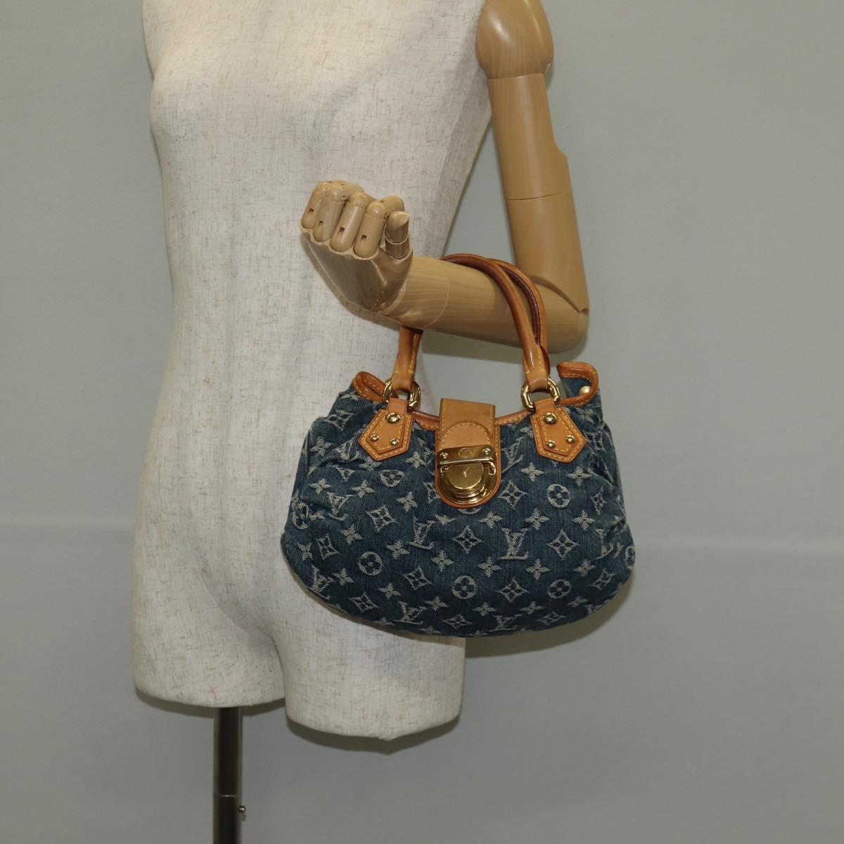 LOUIS VUITTON Monogram denim Preity Hand Bag Blue M95020 LV Auth 145593V