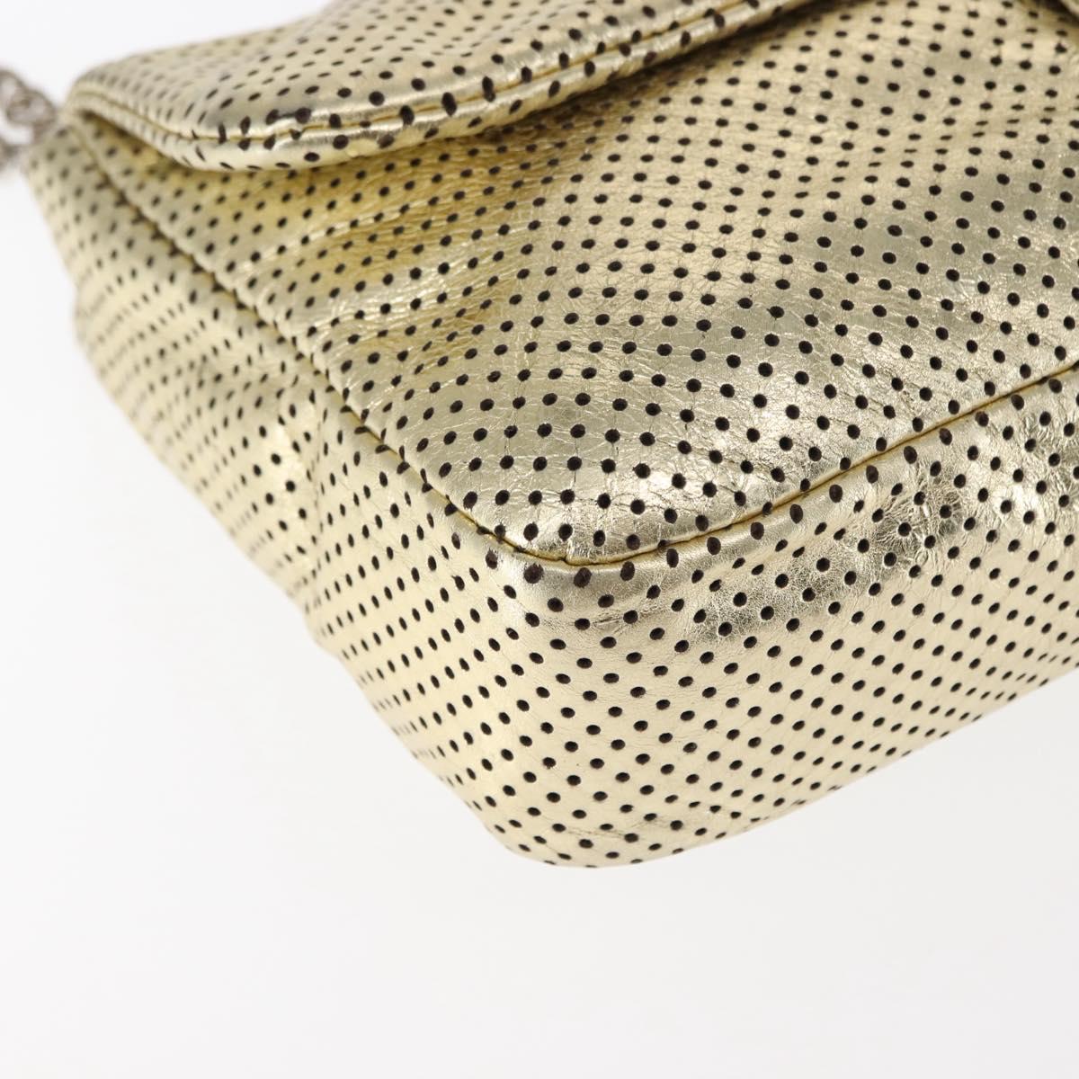 CHANEL Chain Shoulder Bag Punching leather Gold CC Auth 145595