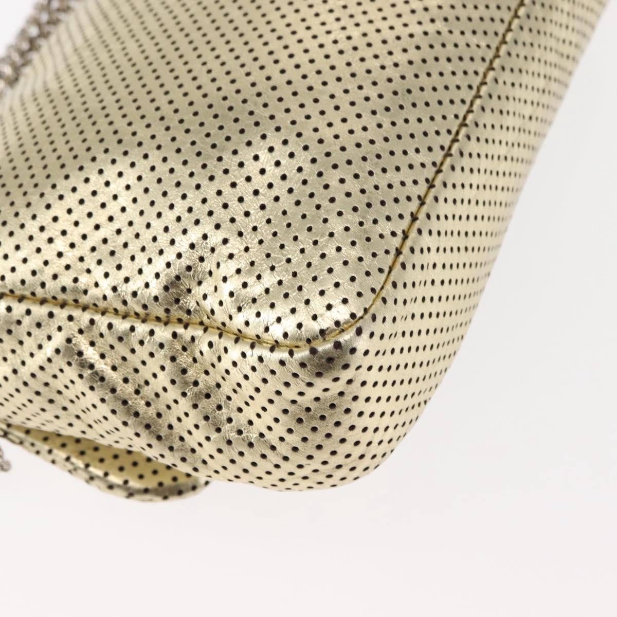 CHANEL Chain Shoulder Bag Punching leather Gold CC Auth 145595