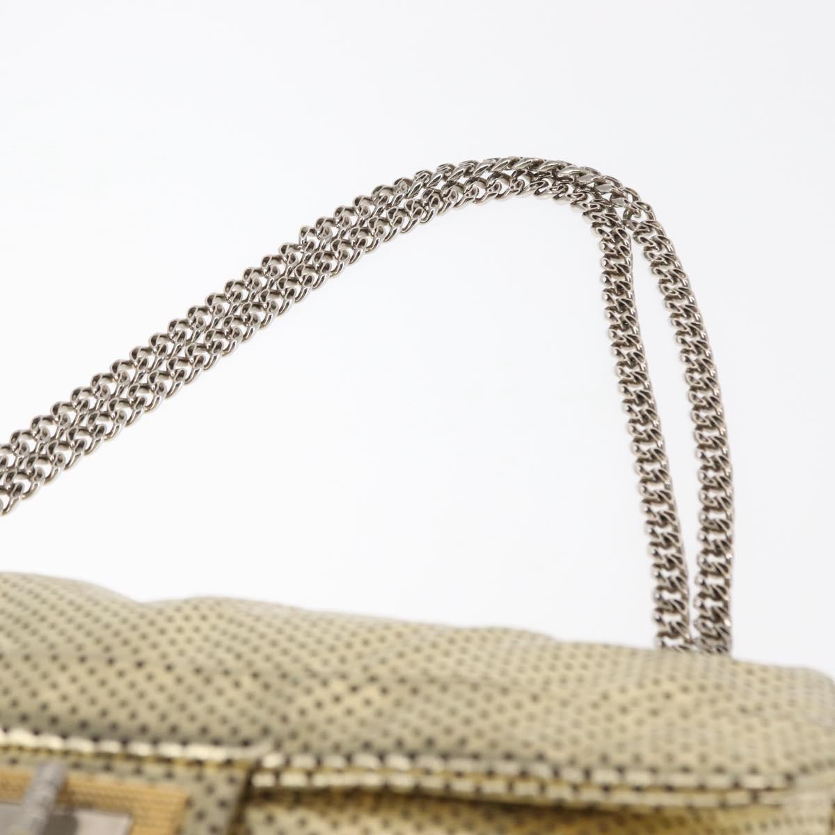 CHANEL Chain Shoulder Bag Punching leather Gold CC Auth 145595