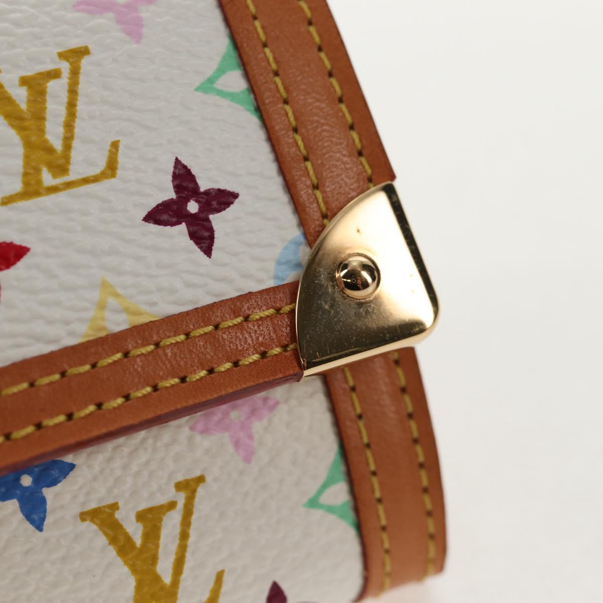 LOUIS VUITTON Multicolor Porte Monnaie Pla Coin Purse White M92657 Auth 145599V