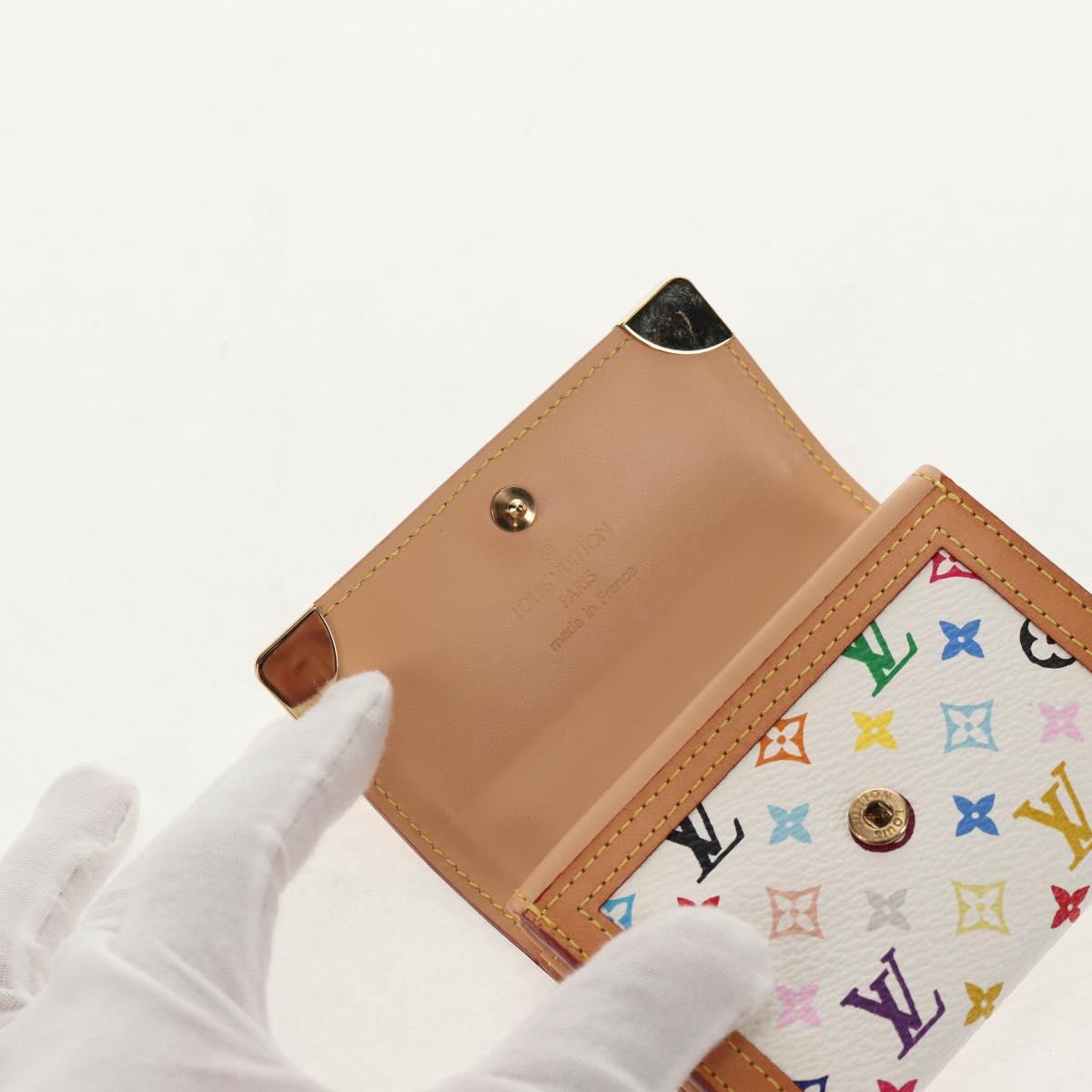 LOUIS VUITTON Multicolor Porte Monnaie Pla Coin Purse White M92657 Auth 145599V