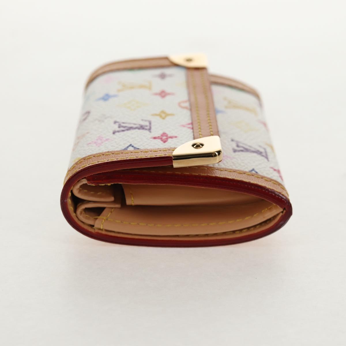 LOUIS VUITTON Multicolor Porte Monnaie Pla Coin Purse White M92657 Auth 145599V
