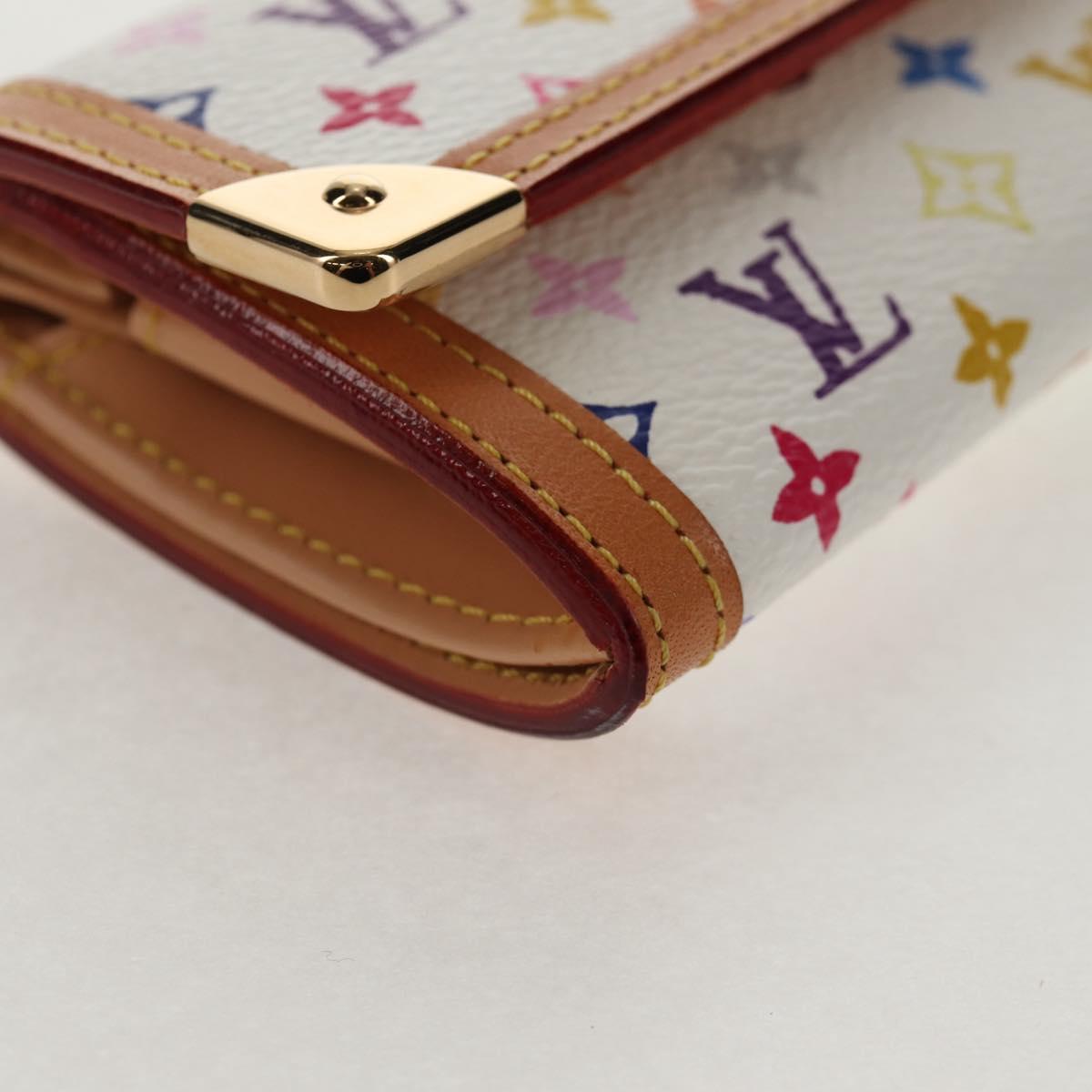 LOUIS VUITTON Multicolor Porte Monnaie Pla Coin Purse White M92657 Auth 145599V