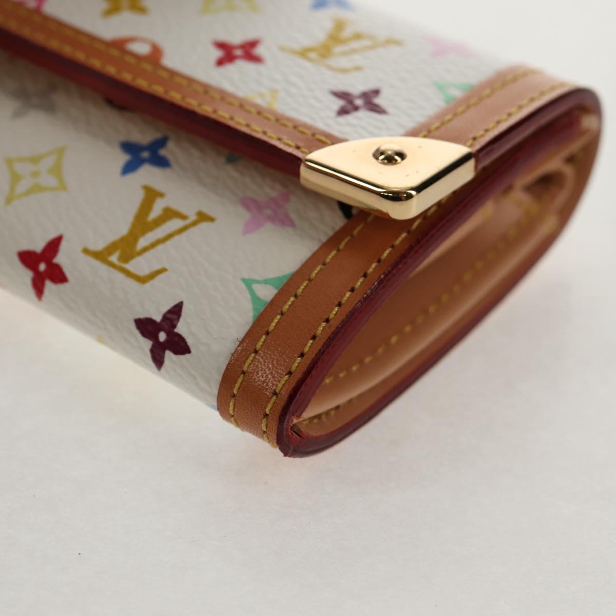 LOUIS VUITTON Multicolor Porte Monnaie Pla Coin Purse White M92657 Auth 145599V