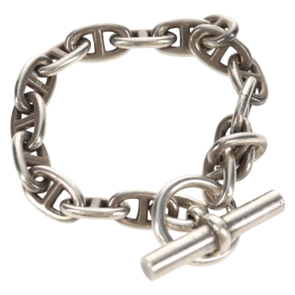 HERMES Chaine d'Ancre MM Bracelet Ag925 17 Links Silver Auth 145603SM