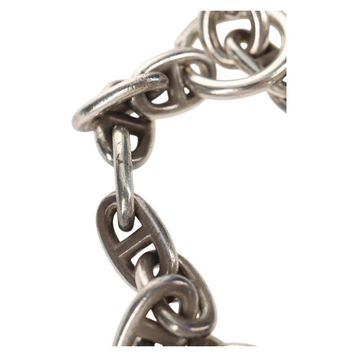 HERMES Chaine d'Ancre MM Bracelet Ag925 17 Links Silver Auth 145603SM