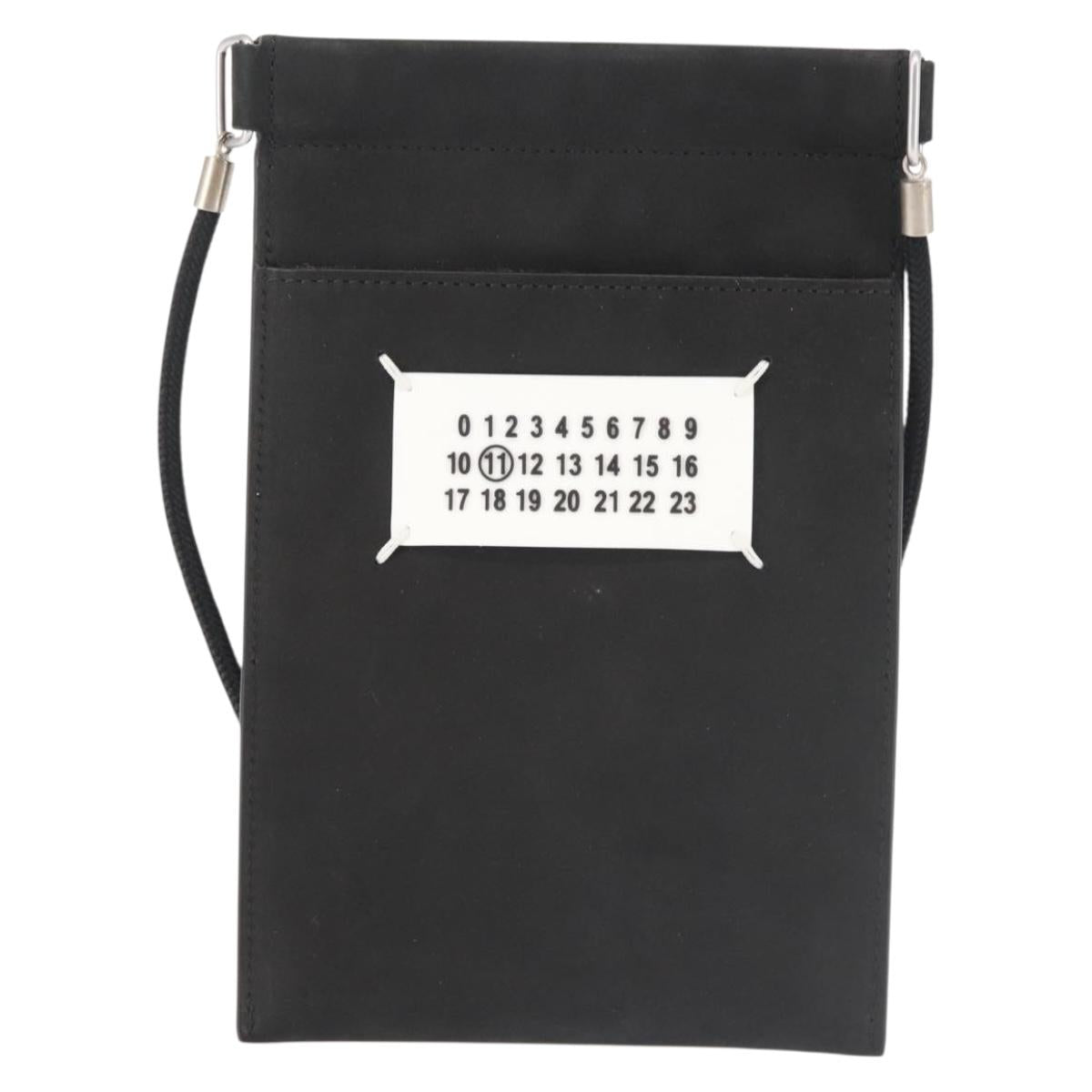 Maison Margiela Phone Shoulder Bag Leather Silver Black Auth 145607