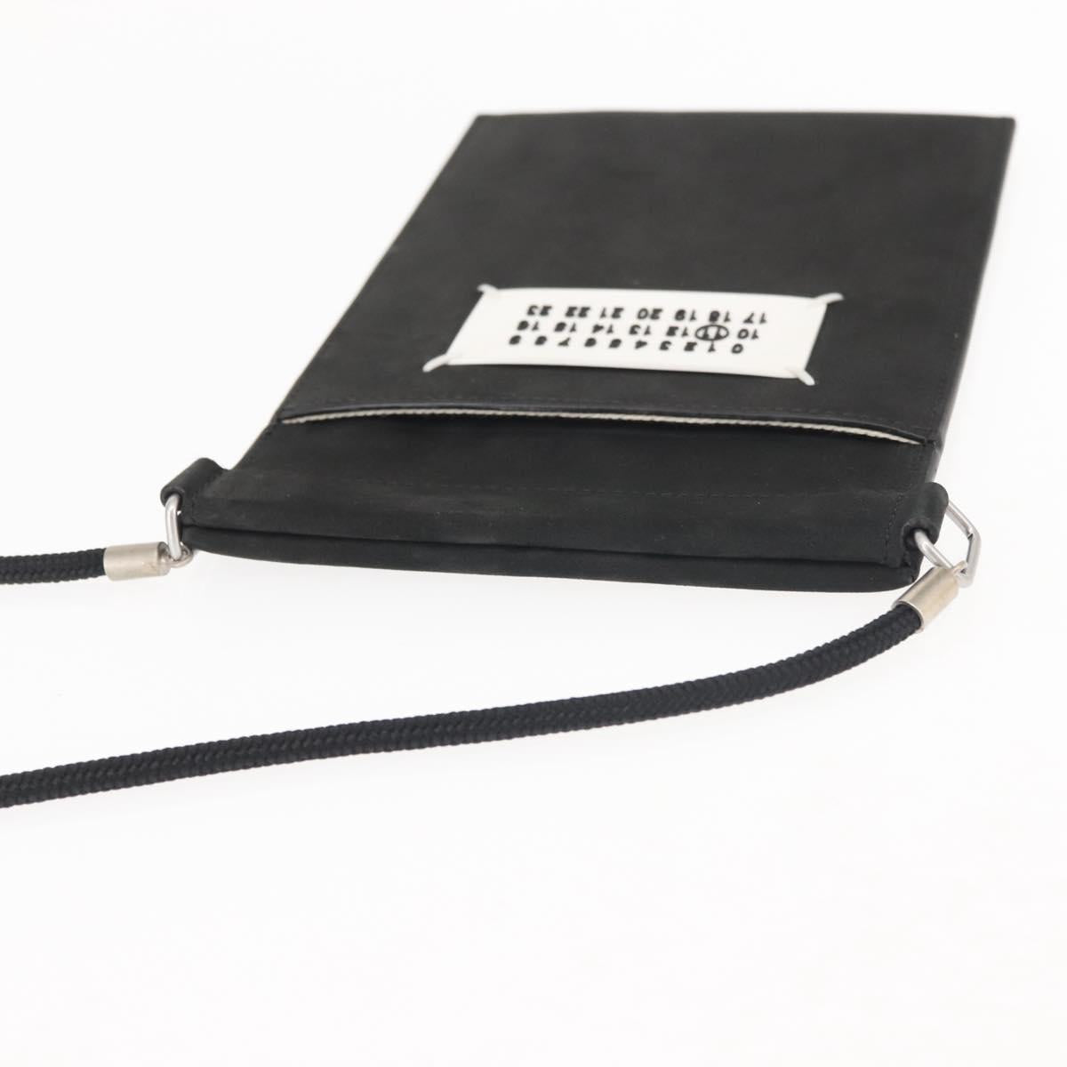 Maison Margiela Phone Shoulder Bag Leather Silver Black Auth 145607