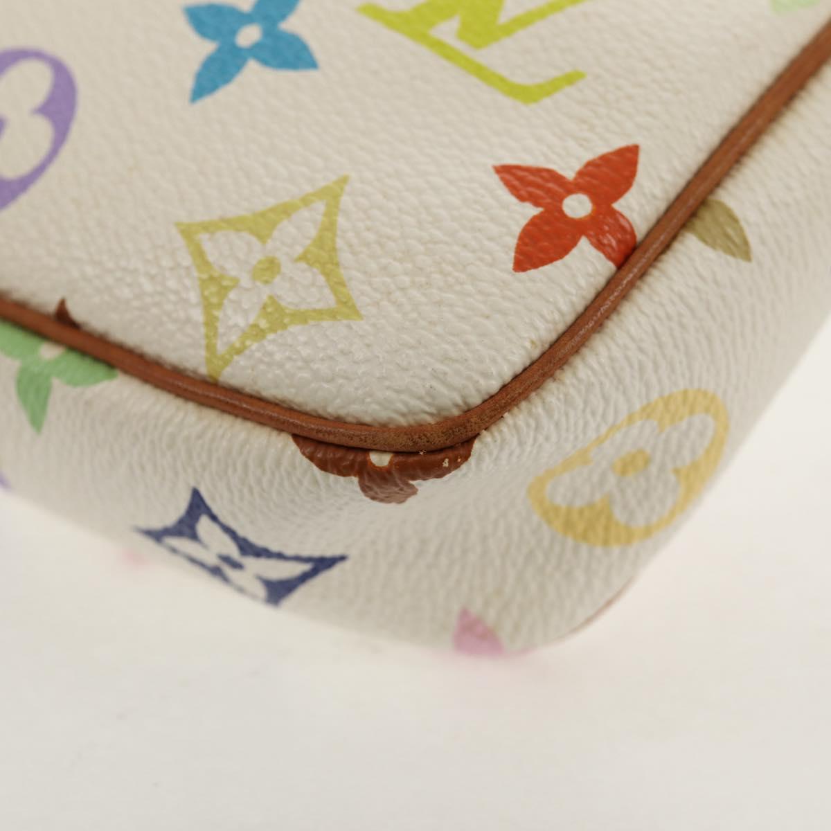 LOUIS VUITTON Multicolor Pochette Accessoires Pouch White M92649 LV Auth 145617A
