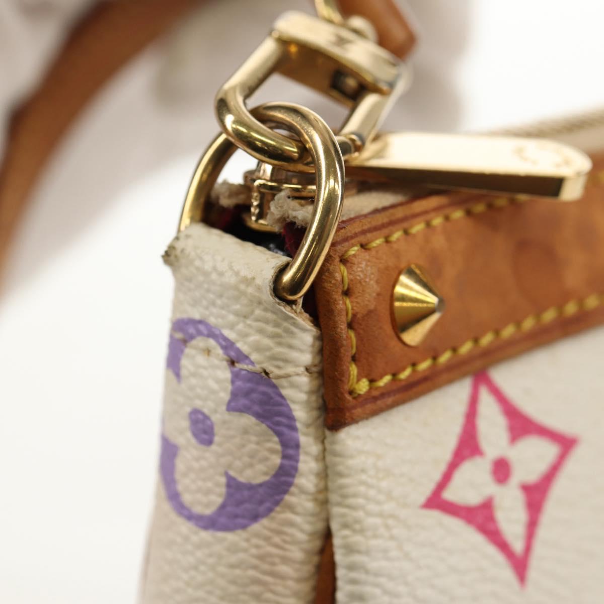 LOUIS VUITTON Multicolor Pochette Accessoires Pouch White M92649 LV Auth 145617V