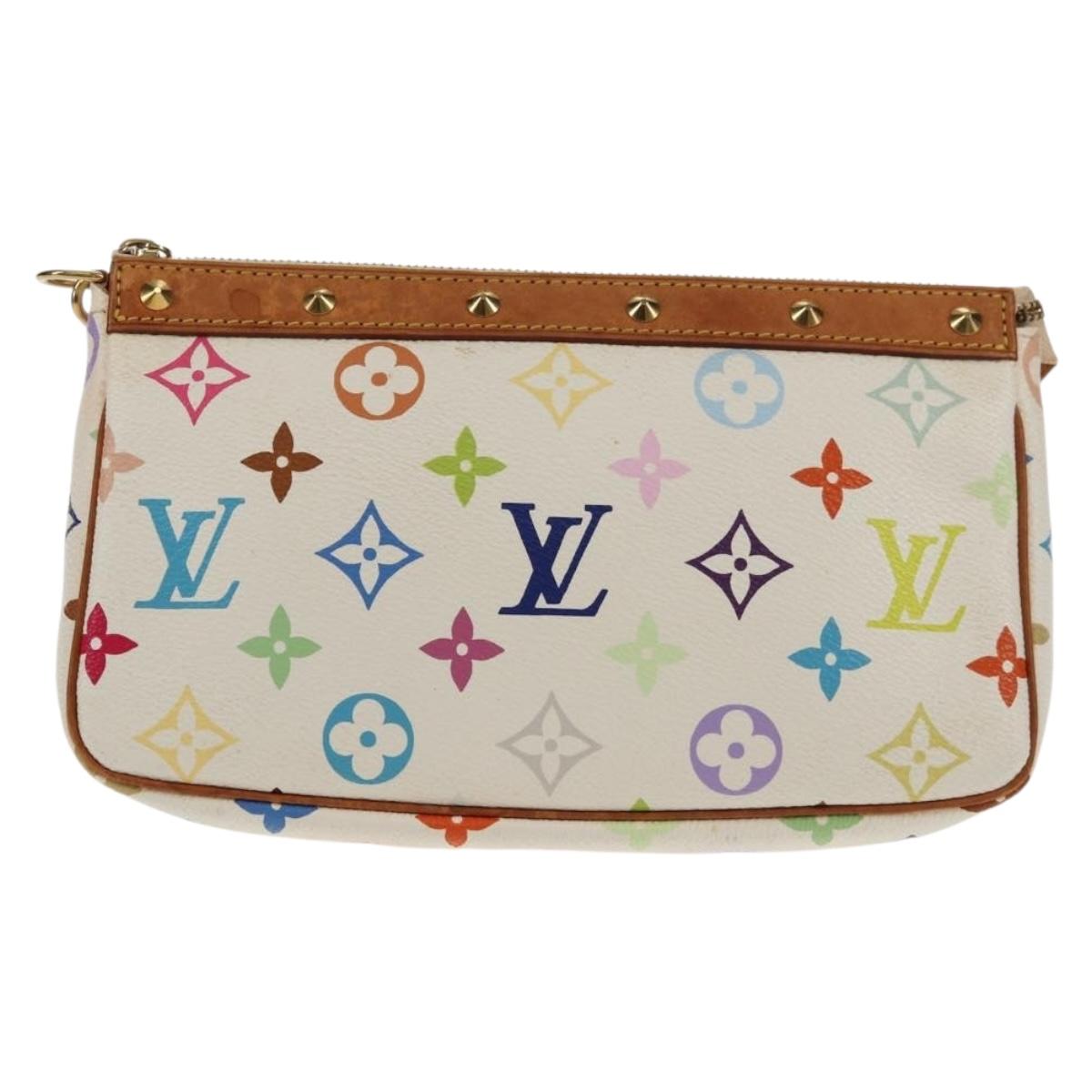 LOUIS VUITTON Multicolor Pochette Accessoires Pouch White M92649 LV Auth 145617V
