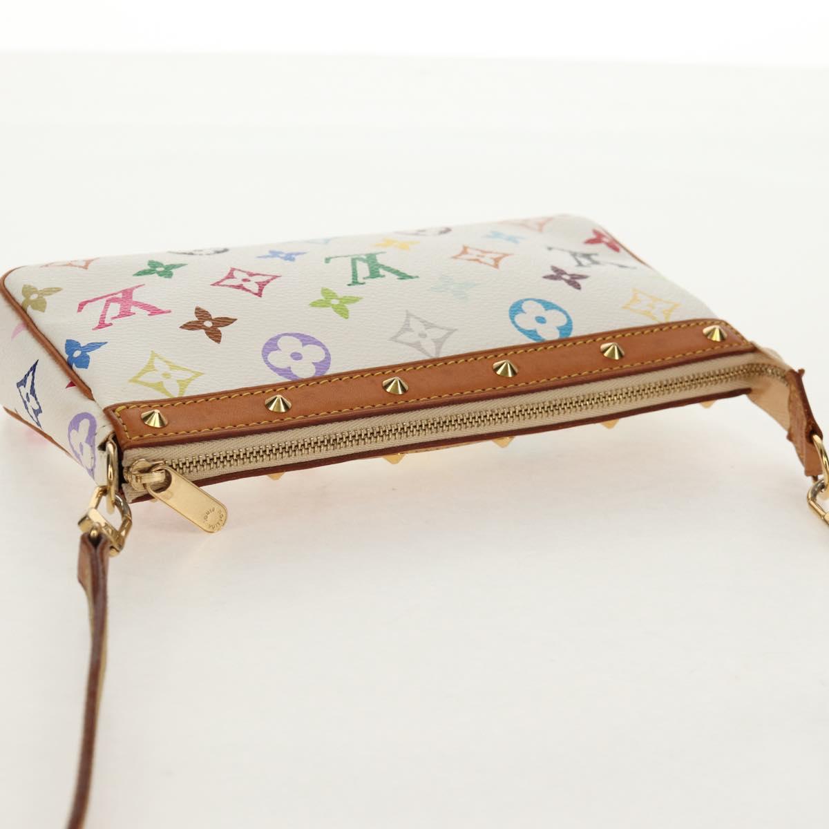 LOUIS VUITTON Multicolor Pochette Accessoires Pouch White M92649 LV Auth 145617V