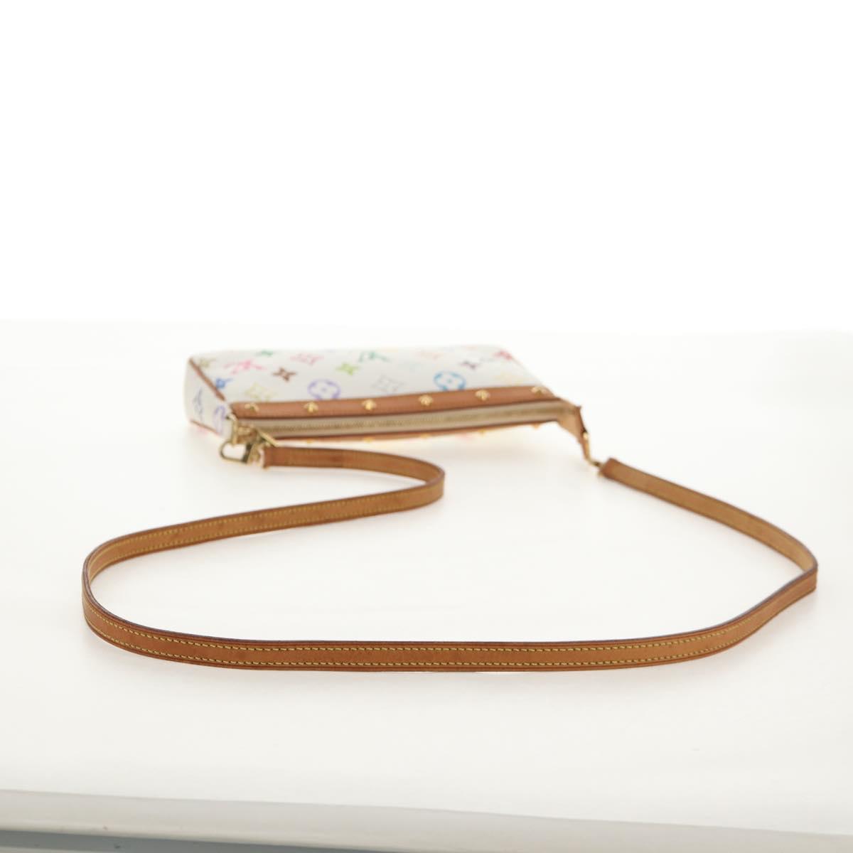 LOUIS VUITTON Multicolor Pochette Accessoires Pouch White M92649 LV Auth 145617V