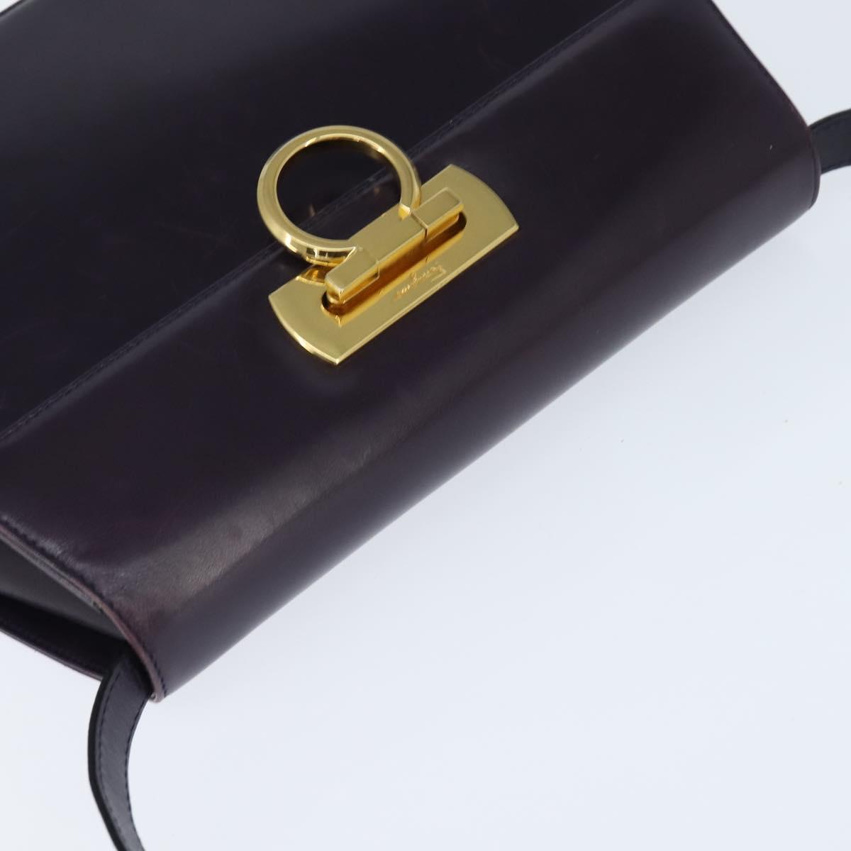 Salvatore Ferragamo Gancini Shoulder Bag Leather Navy Gold Auth 145622