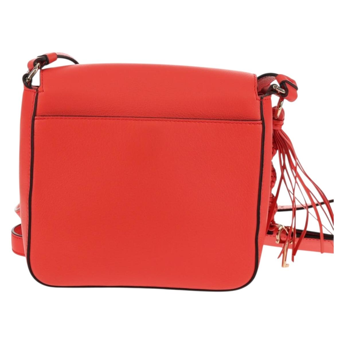 Salvatore Ferragamo Gancini Shoulder Bag Leather Red Gold Auth 145623V