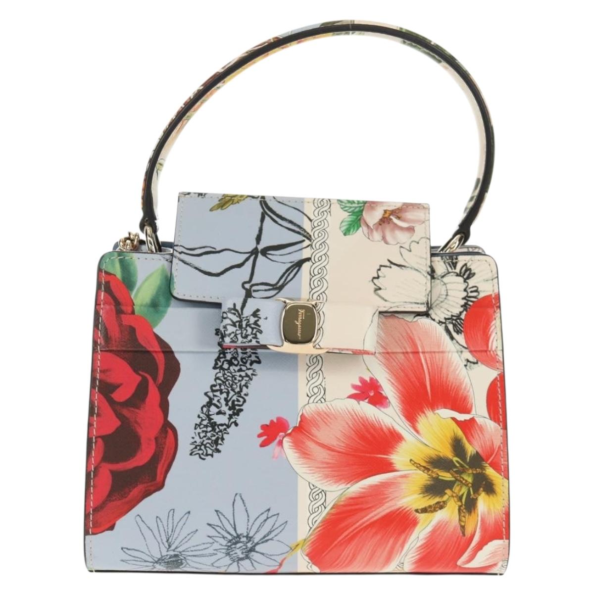 Salvatore Ferragamo Vala Hand Bag Leather 2way Multicolor Gold Auth 145624SAV