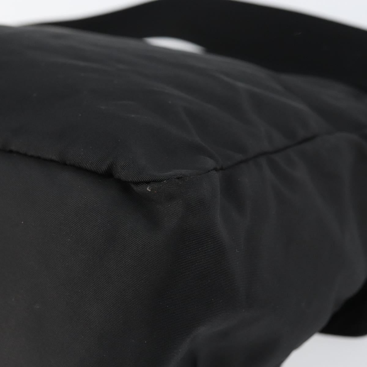 PRADA Shoulder Bag Nylon Black Gold Auth 145625