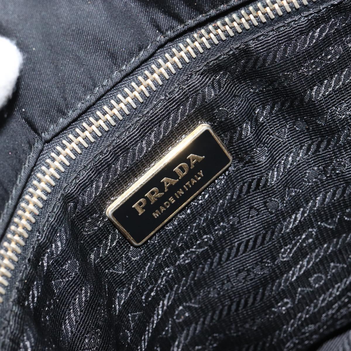 PRADA Shoulder Bag Nylon Black Gold Auth 145625