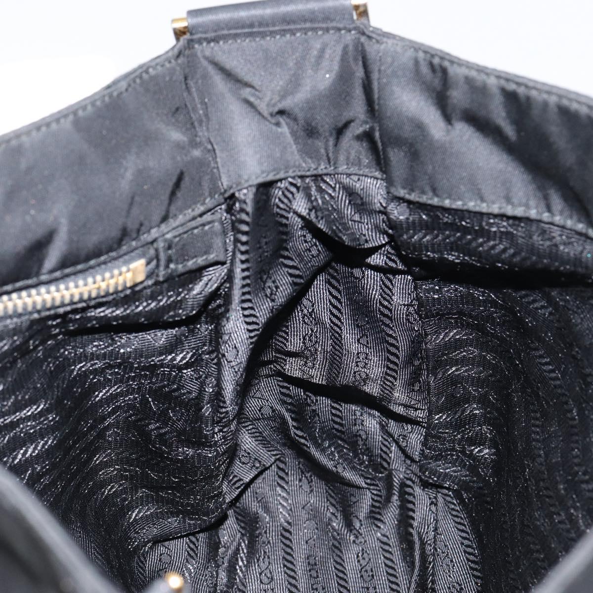 PRADA Shoulder Bag Nylon Black Gold Auth 145625