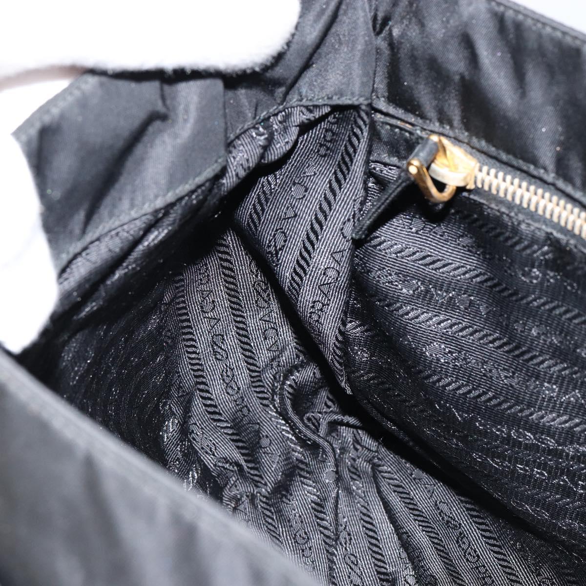 PRADA Shoulder Bag Nylon Black Gold Auth 145625