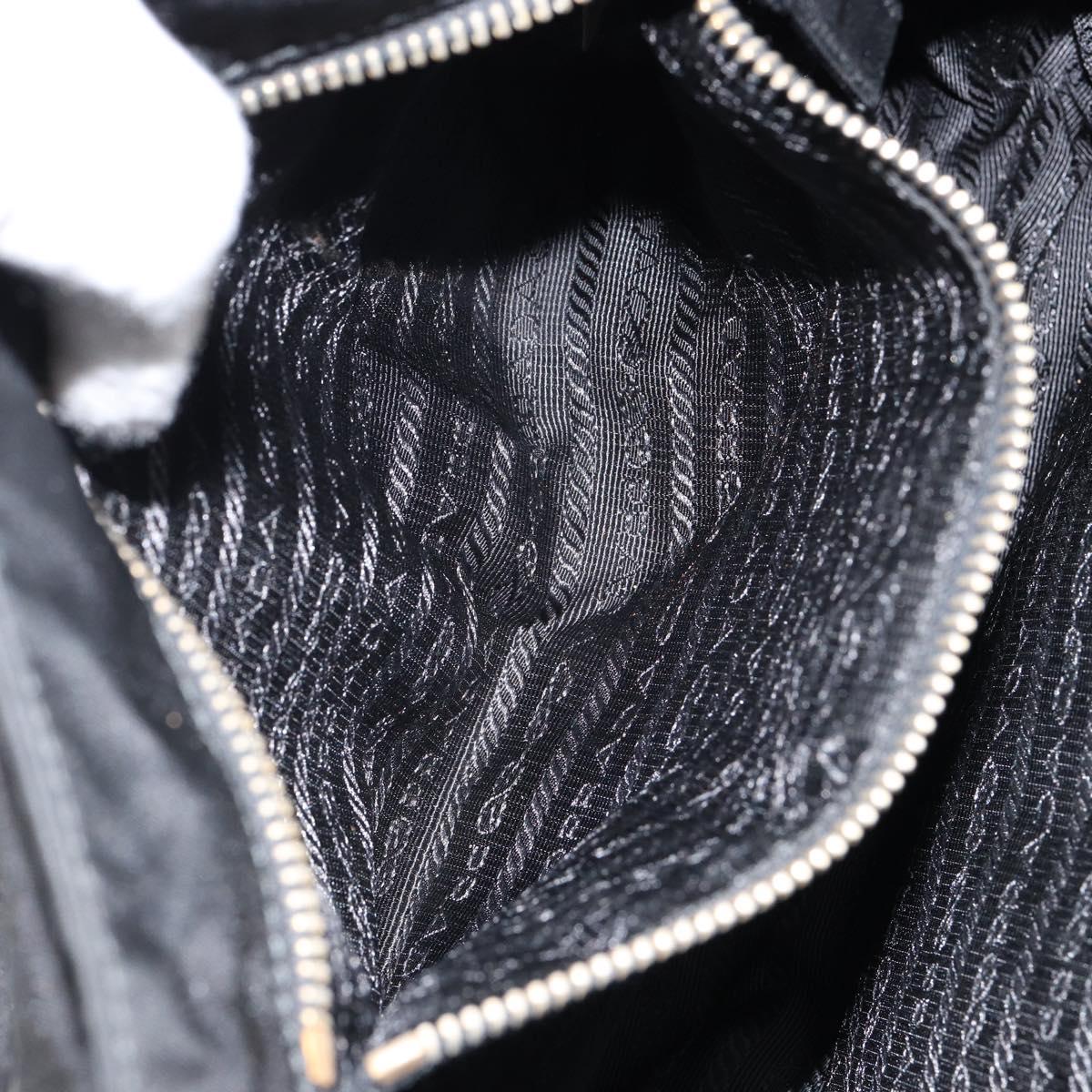 PRADA Shoulder Bag Nylon Black Gold Auth 145625