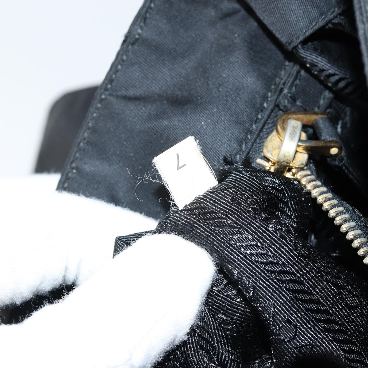 PRADA Shoulder Bag Nylon Black Gold Auth 145625