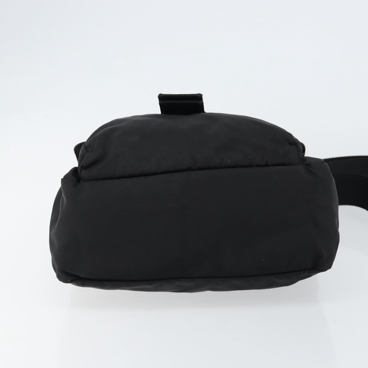 PRADA Shoulder Bag Nylon Black Gold Auth 145625