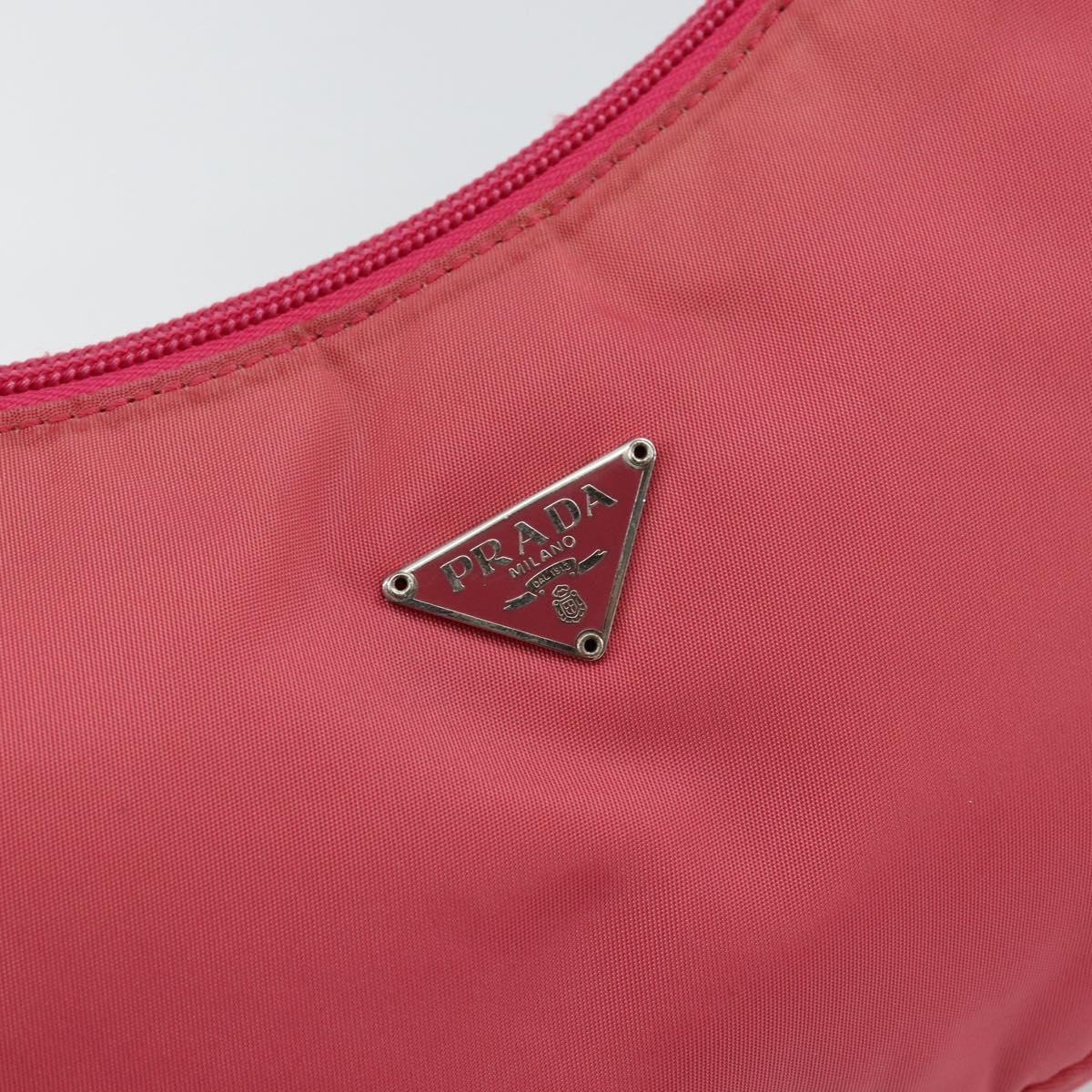 PRADA Hand Bag Nylon Pink Silver Auth 145650