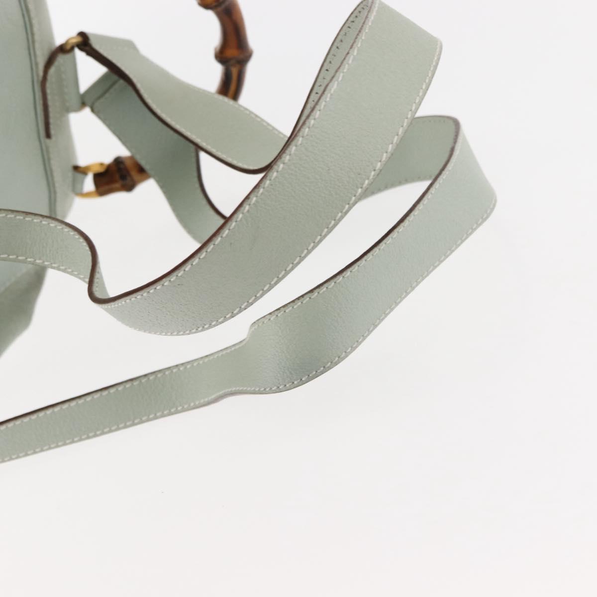 GUCCI Bamboo Backpack Suede Outlet Light Blue Gold 003 2058 9016 Auth 145652