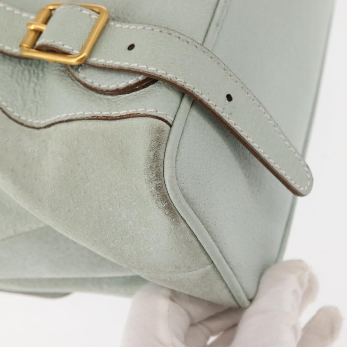 GUCCI Bamboo Backpack Suede Outlet Light Blue Gold 003 2058 9016 Auth 145652