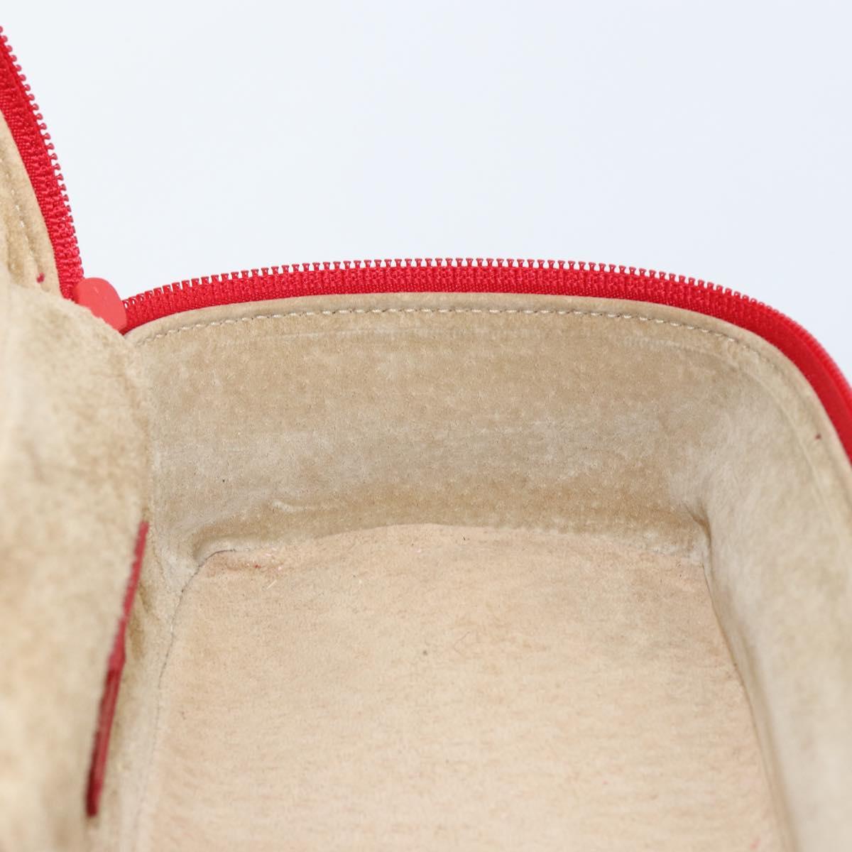 GUCCI Horsebit Vanity Bag Hand Bag Suede Red Gold 032 1705 0141 Auth 145653