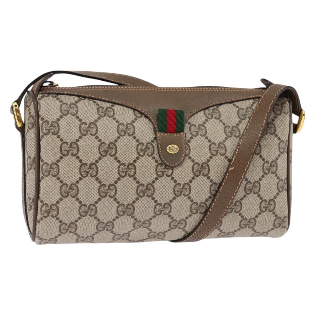 GUCCI GG Supreme Web Sherry Line Shoulder Bag PVC Beige 89 02 018 Auth 145655