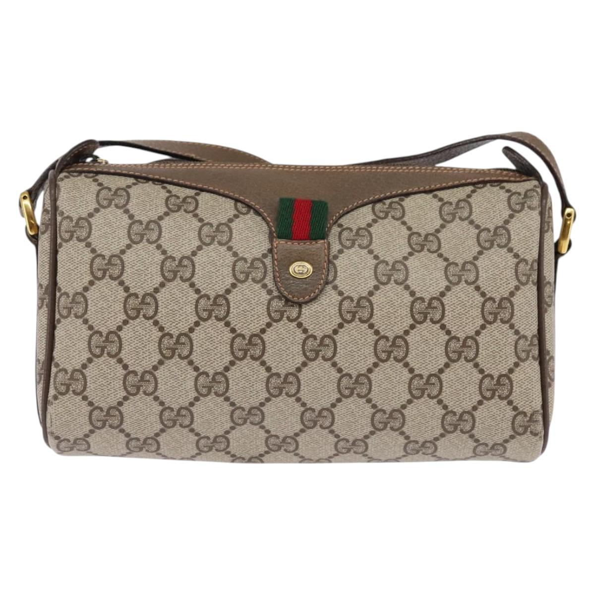 GUCCI GG Supreme Web Sherry Line Shoulder Bag PVC Beige 89 02 018 Auth 145655