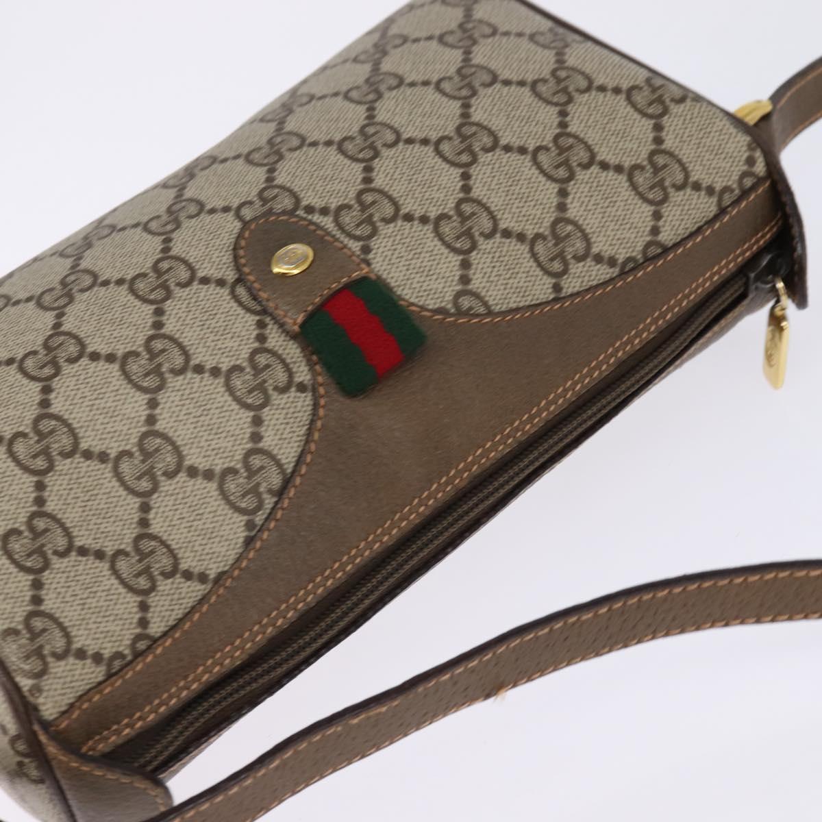 GUCCI GG Supreme Web Sherry Line Shoulder Bag PVC Beige 89 02 018 Auth 145655