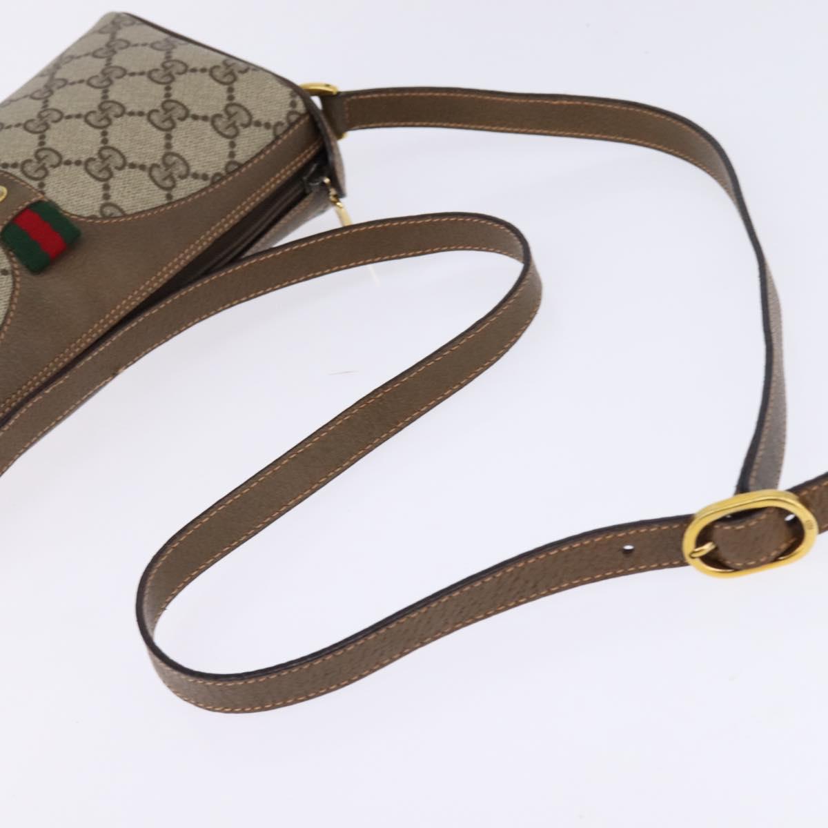 GUCCI GG Supreme Web Sherry Line Shoulder Bag PVC Beige 89 02 018 Auth 145655