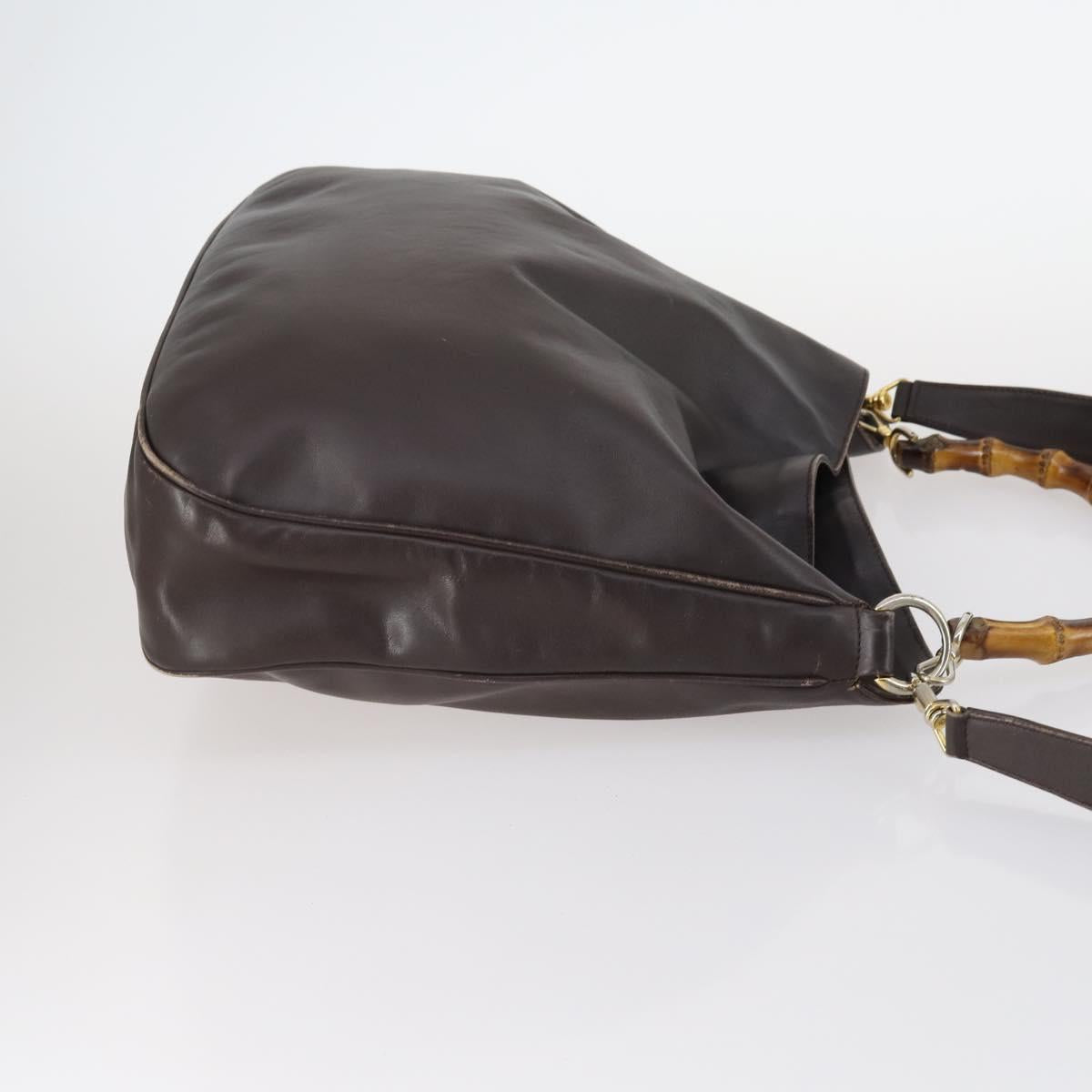 GUCCI Bamboo Shoulder Bag Leather 2way Brown Gold 001 1781 1577 0 Auth 145658