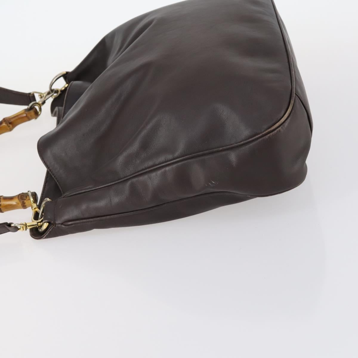 GUCCI Bamboo Shoulder Bag Leather 2way Brown Gold 001 1781 1577 0 Auth 145658