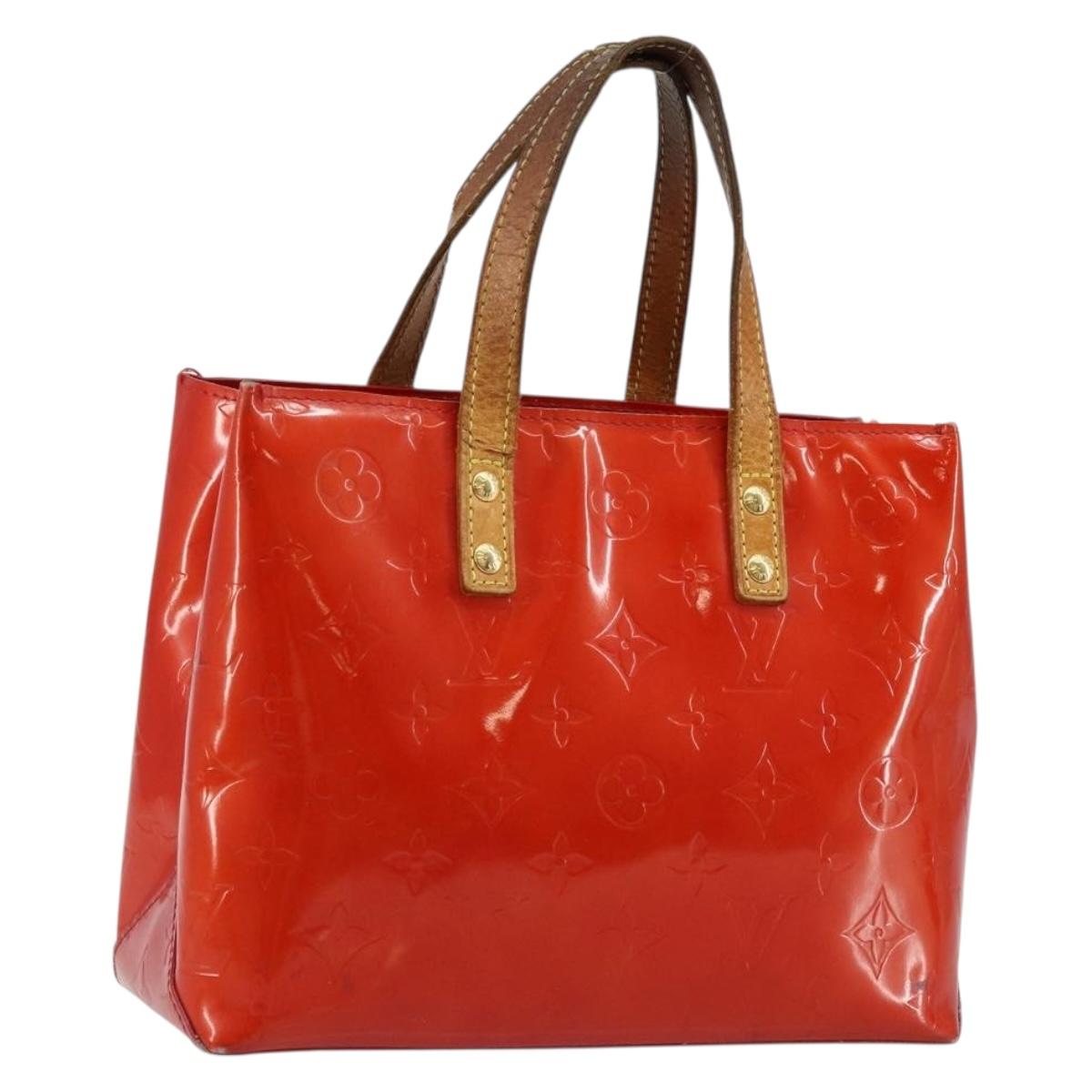 LOUIS VUITTON Monogram Vernis Reade PM Hand Bag Red Rouge M91088 LV Auth 145683