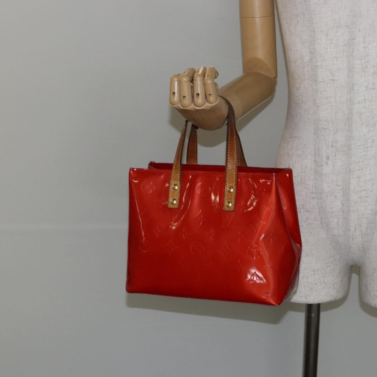 LOUIS VUITTON Monogram Vernis Reade PM Hand Bag Red Rouge M91088 LV Auth 145683