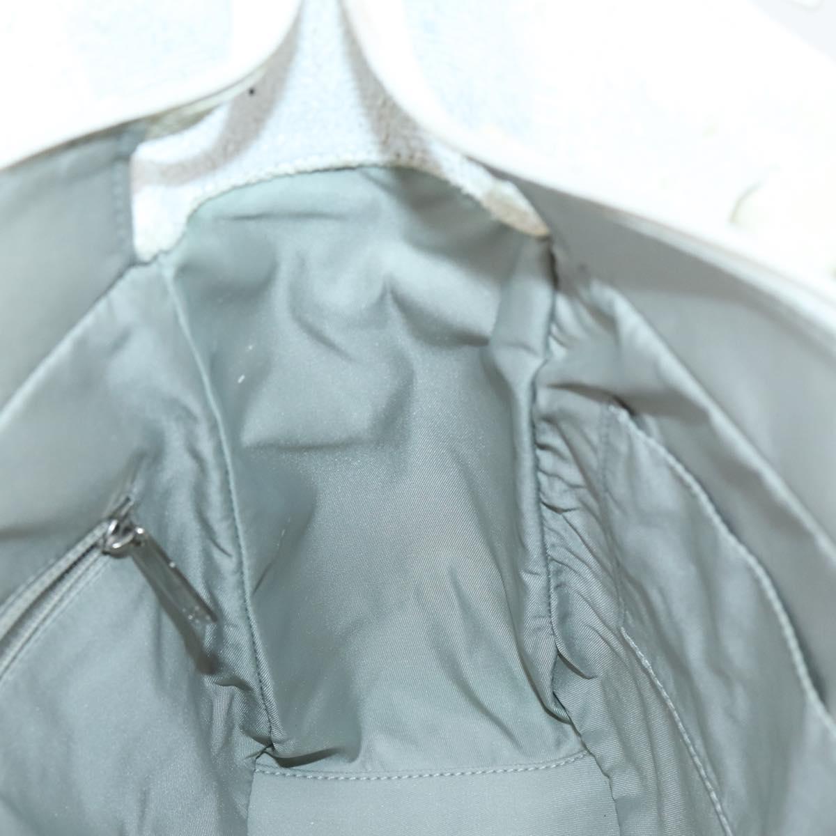 CHANEL Paris Biarritz MM Tote Bag Coated Canvas White Silver CC Auth 145693