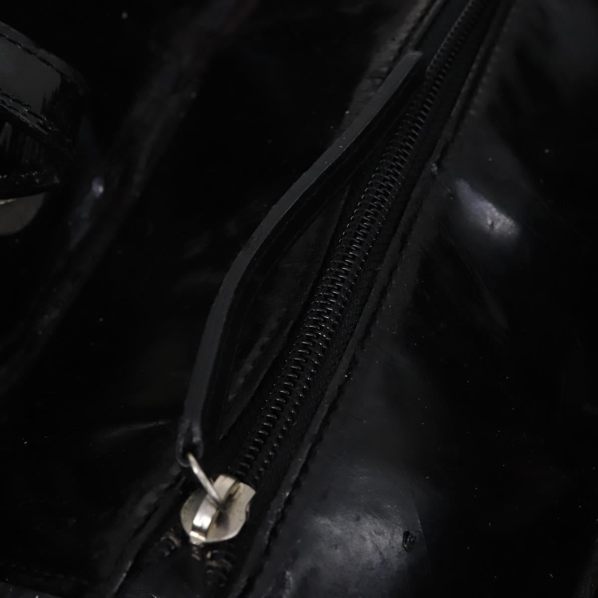 CHANEL Paris Biarritz GM Tote Bag Coated Canvas Black Silver CC Auth 145694