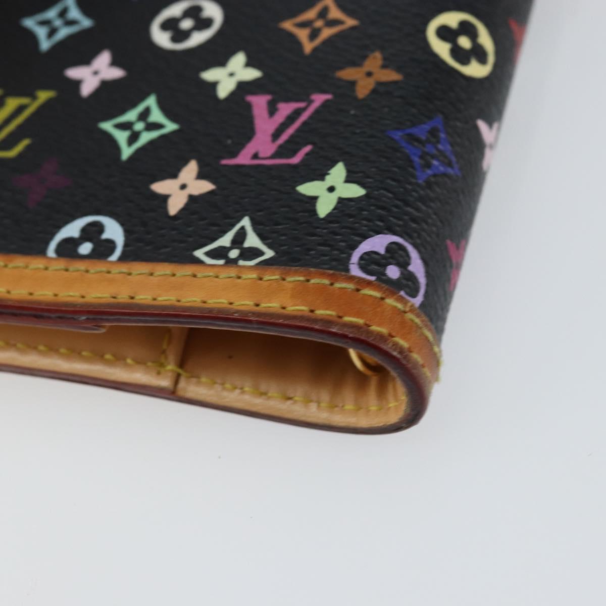 LOUIS VUITTON Multicolor Agenda PM Day Planner Cover Black R20895 LV Auth 145699