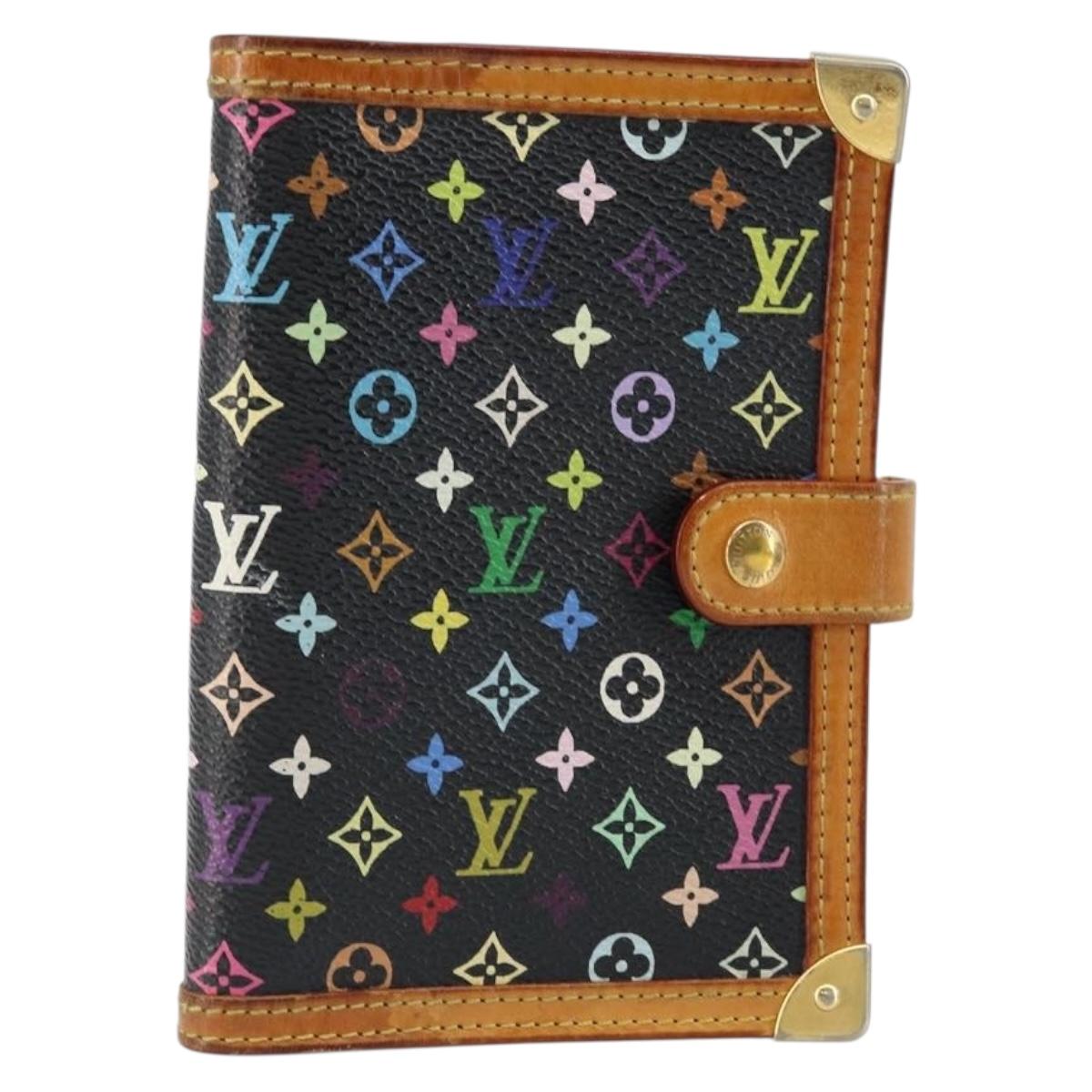 LOUIS VUITTON Multicolor Agenda PM Day Planner Cover Black R20895 LV Auth 145699