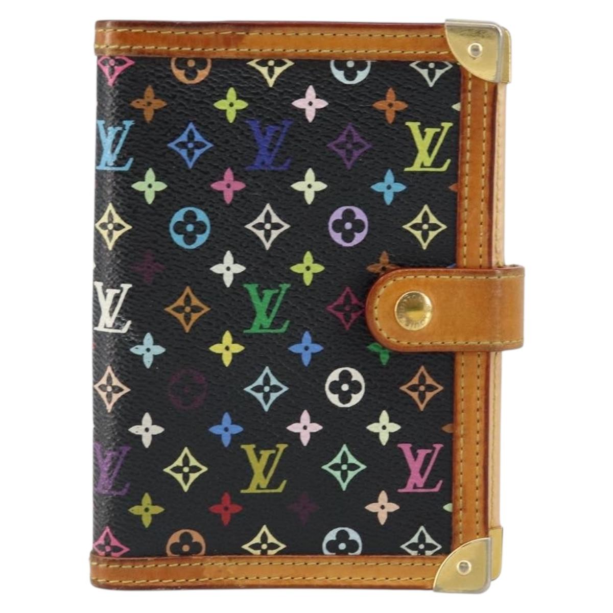LOUIS VUITTON Multicolor Agenda PM Day Planner Cover Black R20895 LV Auth 145699