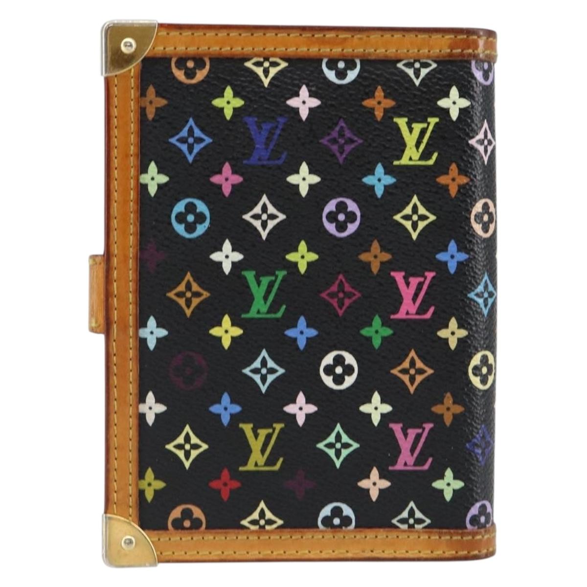 LOUIS VUITTON Multicolor Agenda PM Day Planner Cover Black R20895 LV Auth 145699